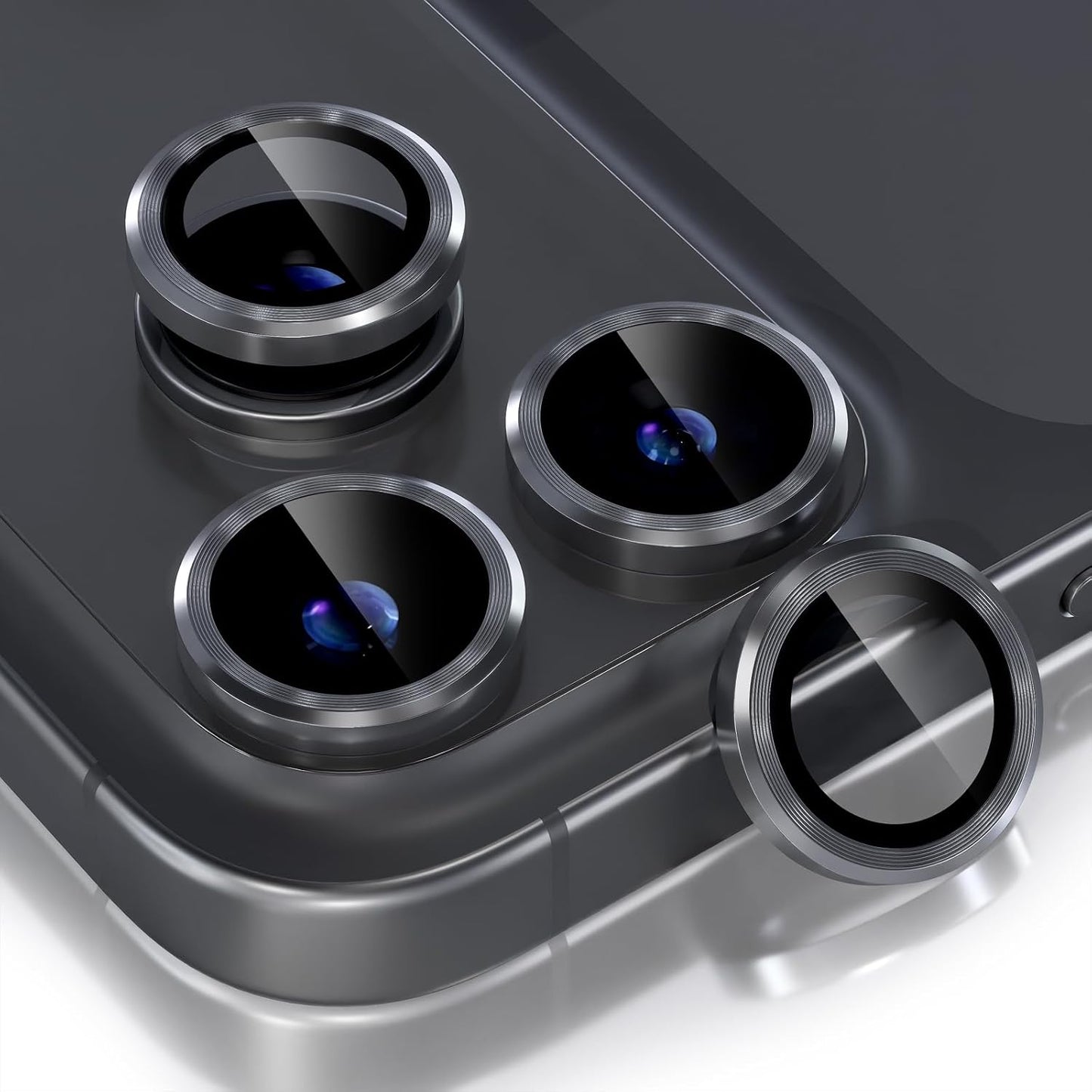 AIG Camera Lens Protector for iPhone 17 Pro / 17 Pro Max – 9H Tempered Glass with Metal Ring (Black, HD Clear, Easy Install)