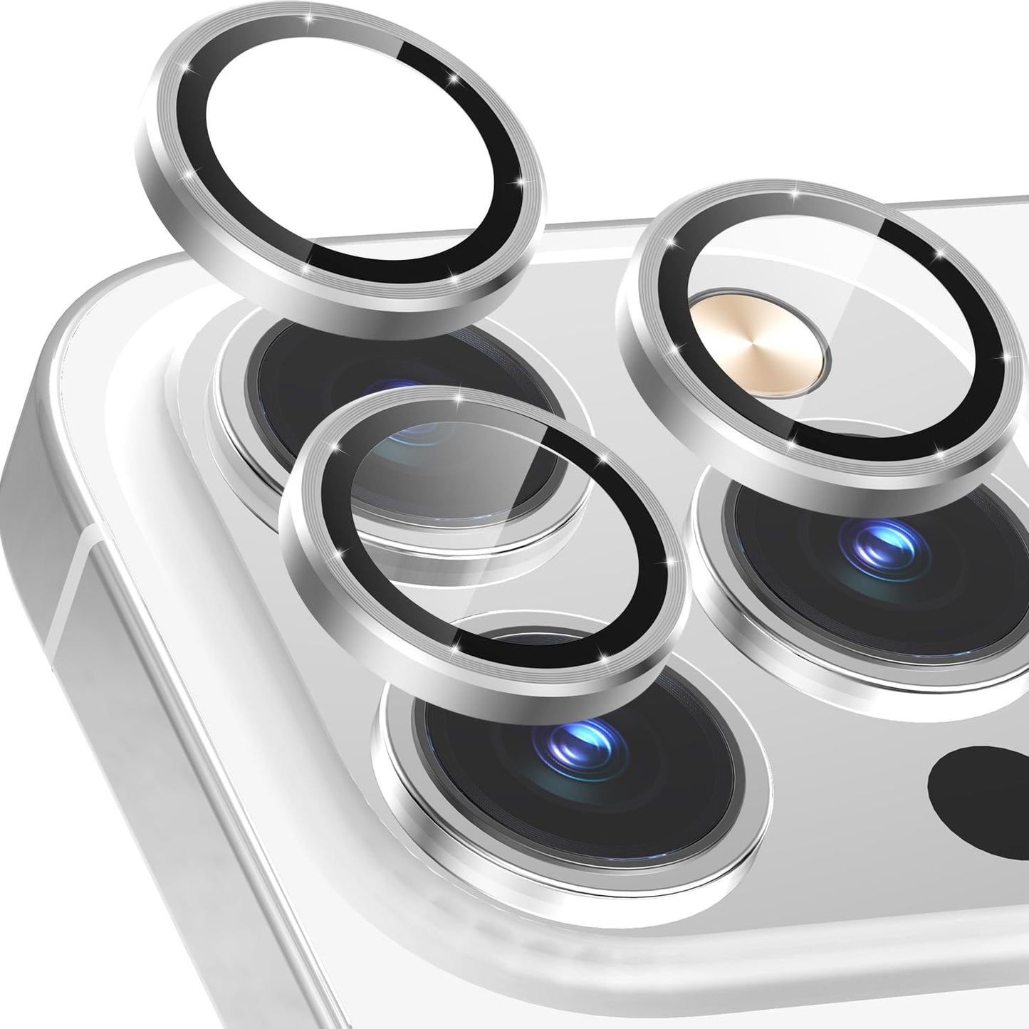 AIG Camera Lens Protector for iPhone 13 Pro/13 Pro Max – Tempered Glass & Aluminum Cover - Silver