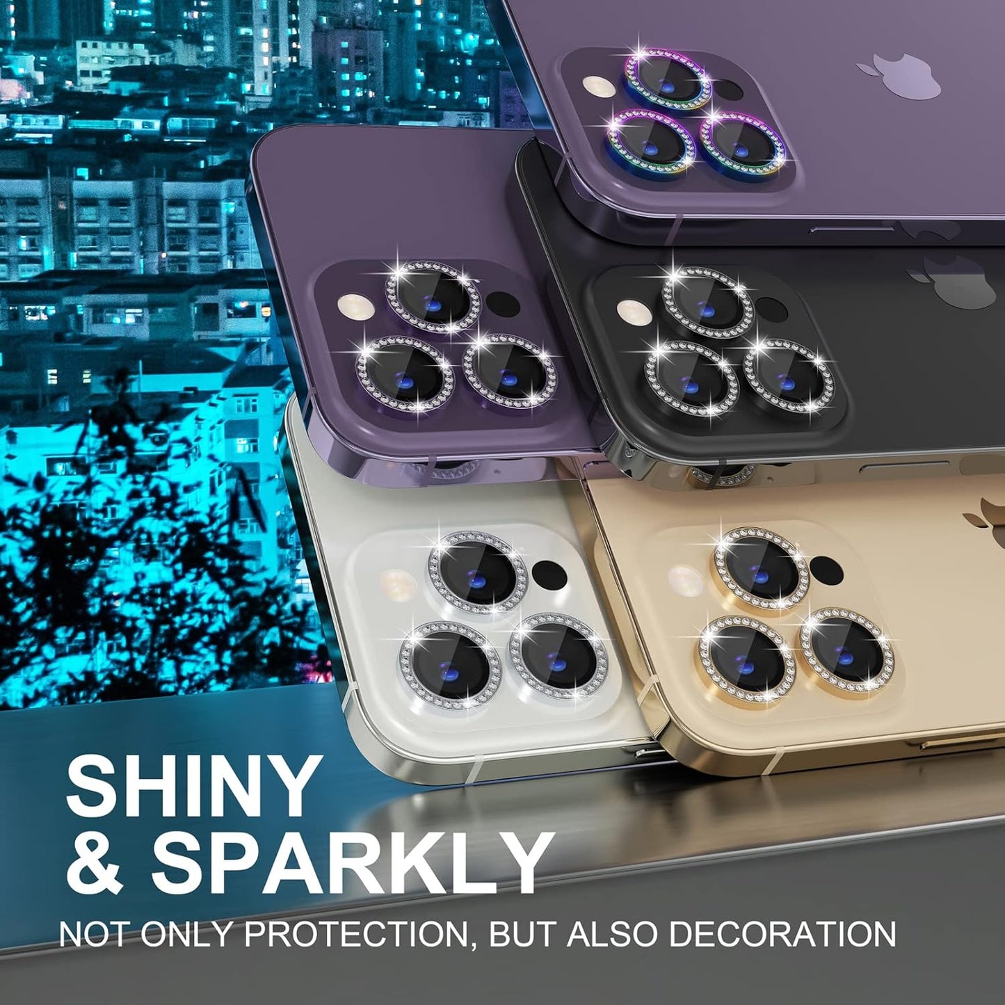 AIG iPhone 14 Pro/14 Pro Max Camera Lens Protector Bling – Colorful Diamond