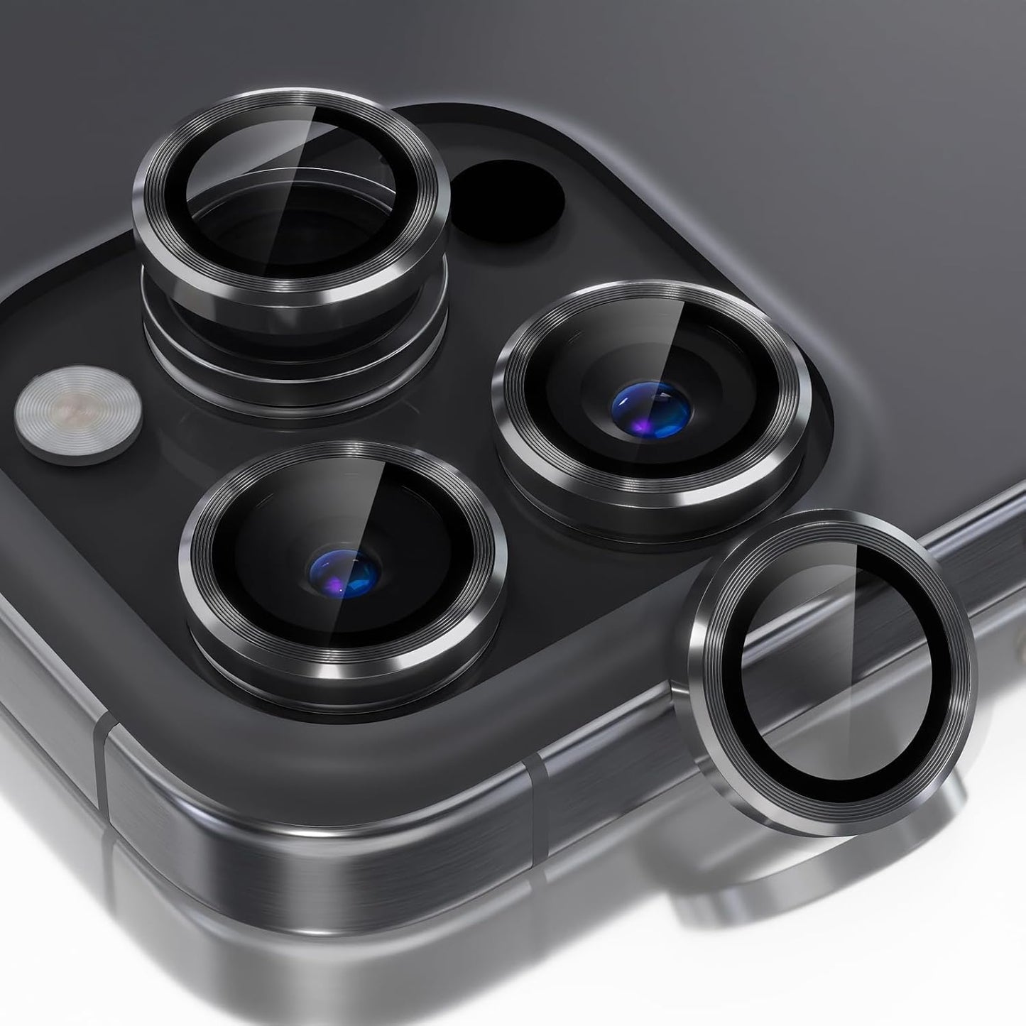 AIG iPhone 16 Pro/Pro Max Camera Lens Protector with Metal Ring 9H Tempered Glass β Black