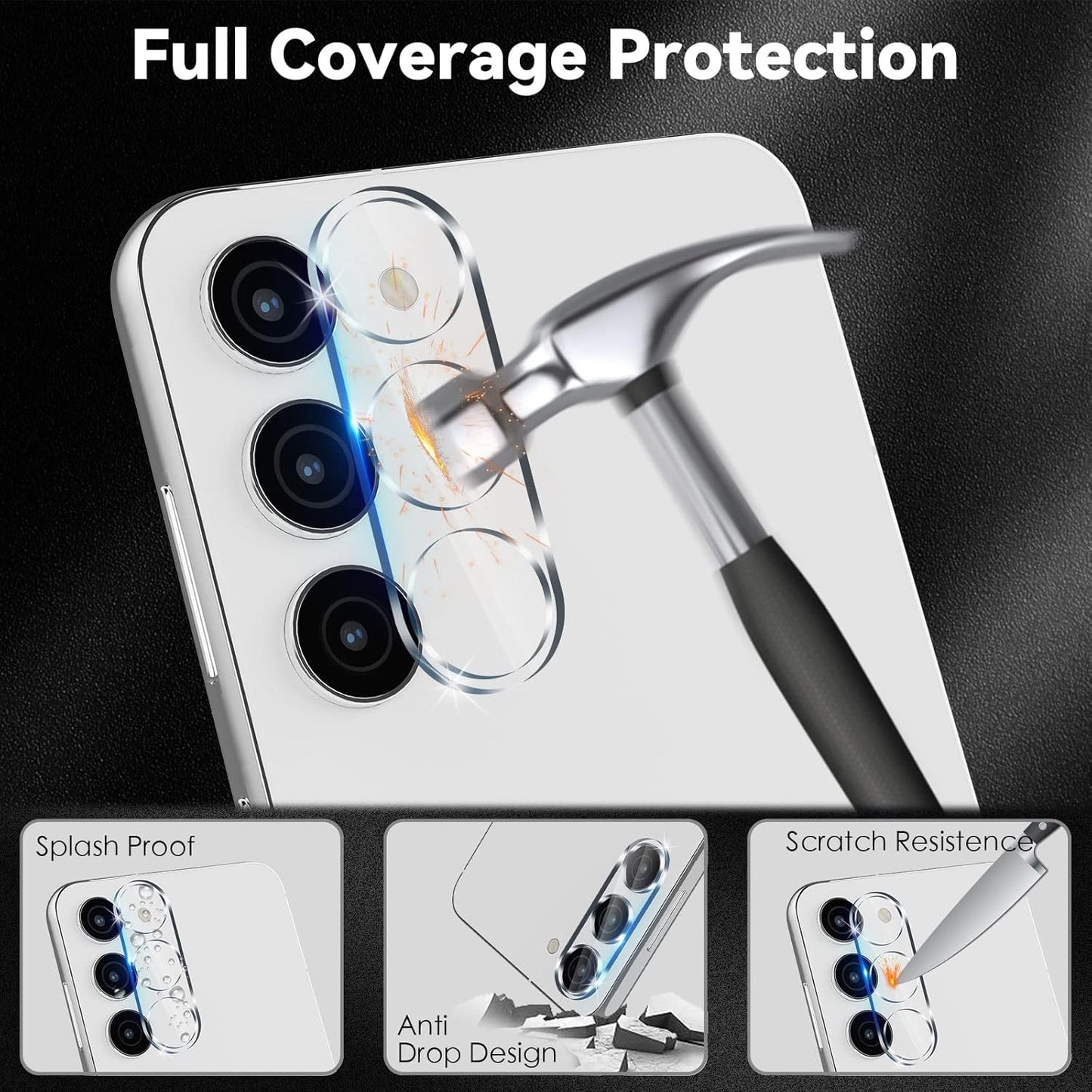 AIG (03 Pack) Camera Protection Film for Samsung Galaxy S24 / S23 β 9H HD Glass (Transparent)