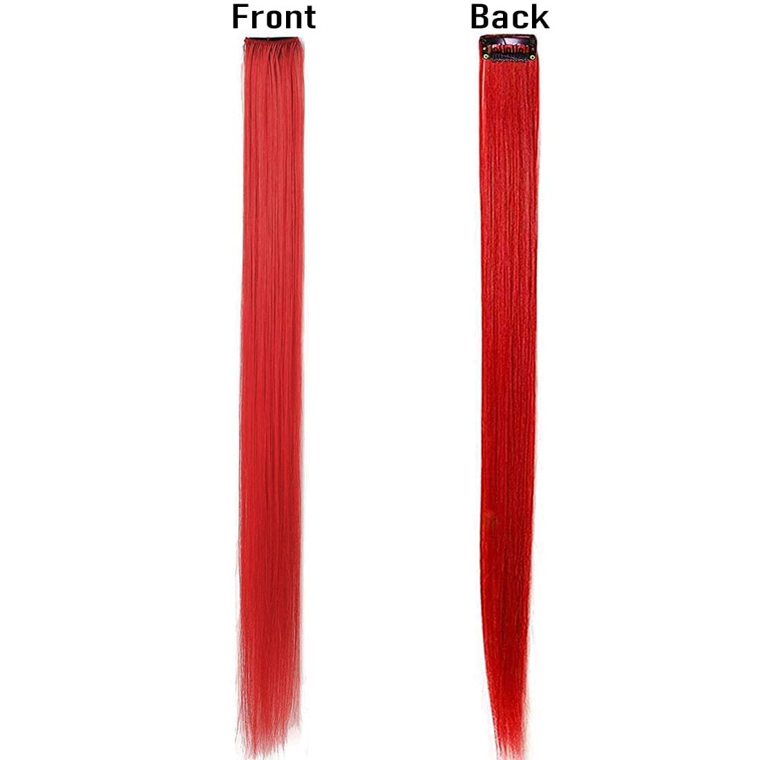 AIG 22-Inch Red Clip-In Hair Extensions – Synthetic Straight Highlight Streaks (Pack of 2)