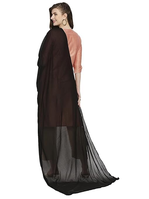 AIG THE FASHION 100% Nazmin Chiffon Casual Dupatta – 2.25m with Pom-Pom Lace | Lightweight Nazneen Chiffon | Perfect for Festivals, Parties & Traditional Outfits - BLACK