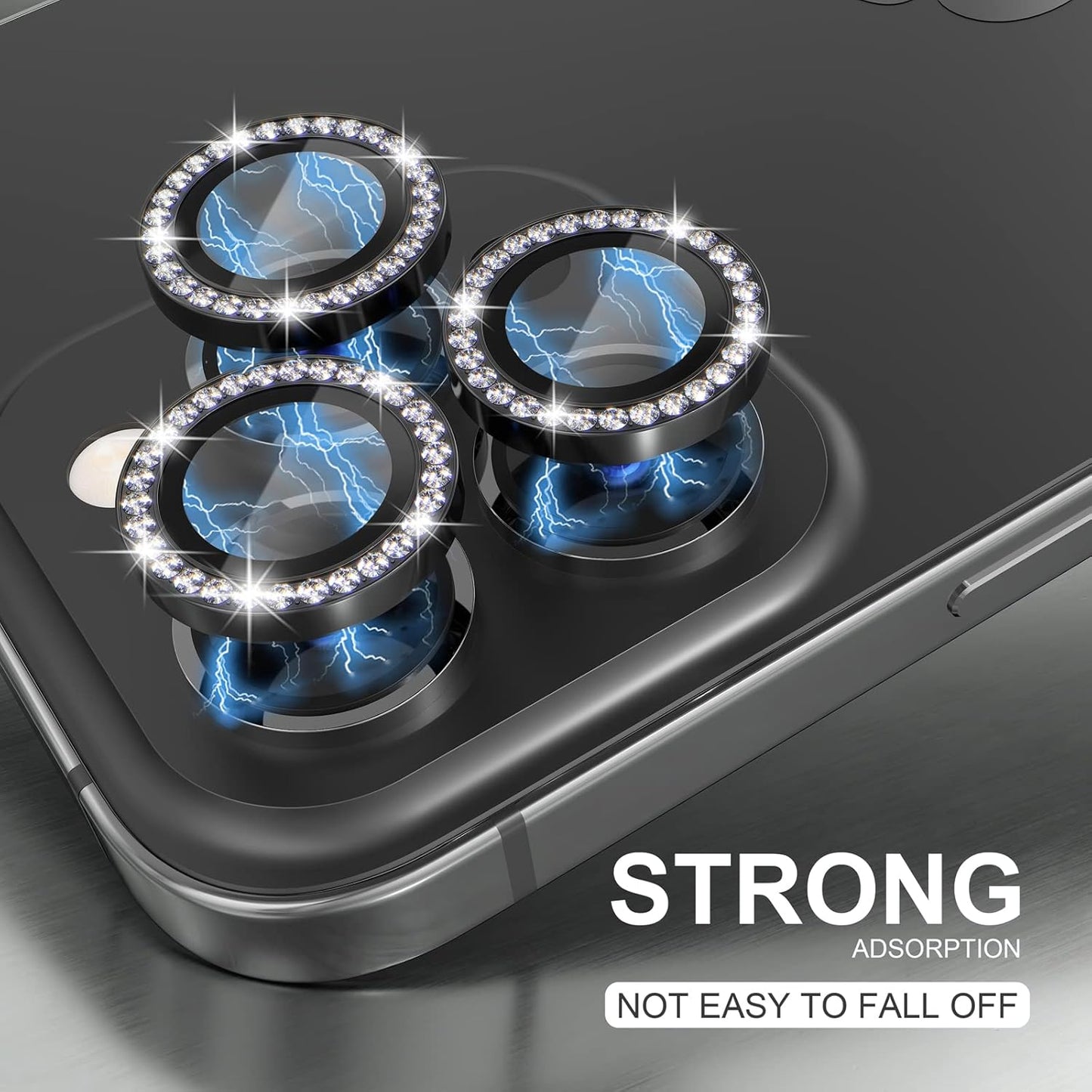 AIG iPhone 14 Pro/14 Pro Max Camera Lens Protector Bling – Diamond Black