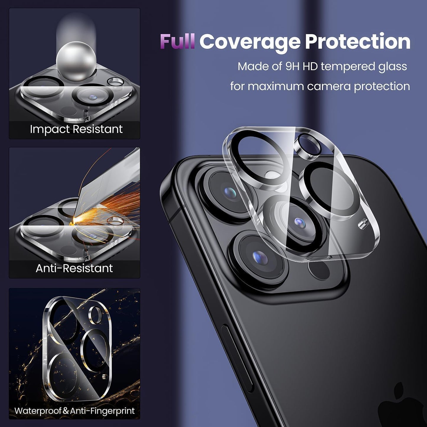 AIG Camera Lens Protector Compatible with iPhone 15 Pro & 15 Pro Max, 9H Tempered Glass Camera Cover, Ultra HD, Anti-Scratch, Case Friendly (Transparent)