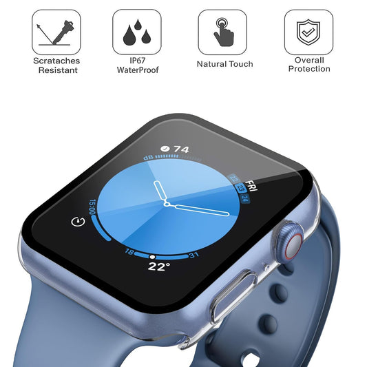 AIG Bumper Hard Case with Tempered Glass for Apple Watch Compatible with Series 6/5/4, 40mm Ultra-Thin Protective Cover with iWatch Screen Protector - Black+Clear (02 PACK)