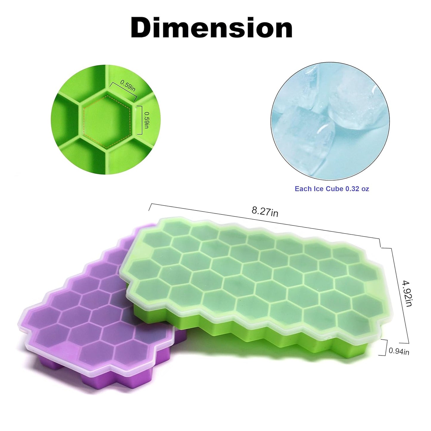 AIG Silicone Ice Cube Tray with Lid (2 Pack, Green) β Easy Release Reusable Ice Molds for Freezer & Drinks