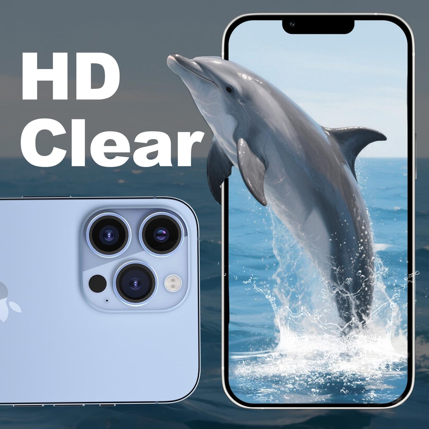 AIG Camera Lens Protector for iPhone 13 Pro/13 Pro Max – Tempered Glass & Aluminum Cover, Sierra Blue
