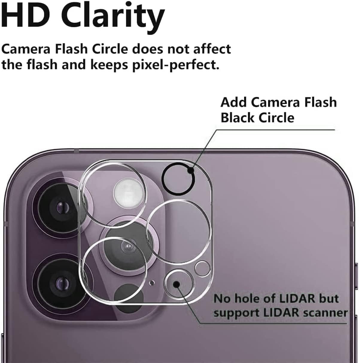 AIG 3 Pack Camera Lens Protector for iPhone 14 Pro/Pro Max – Ultra Clear Glass (Transparent)