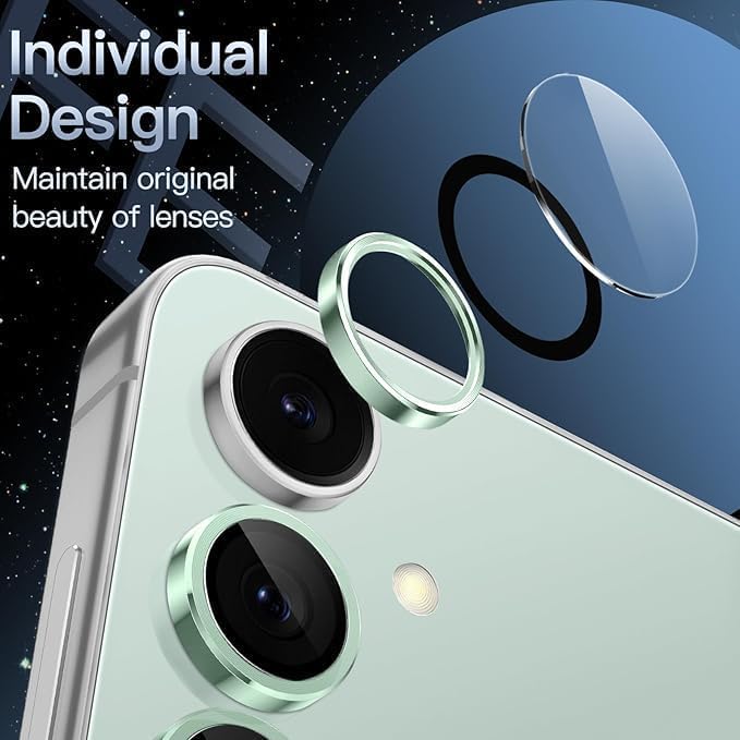 AIG Camera Lens Protector – 9H Glass Ring Cover for Samsung S25 5G (Lime Green)