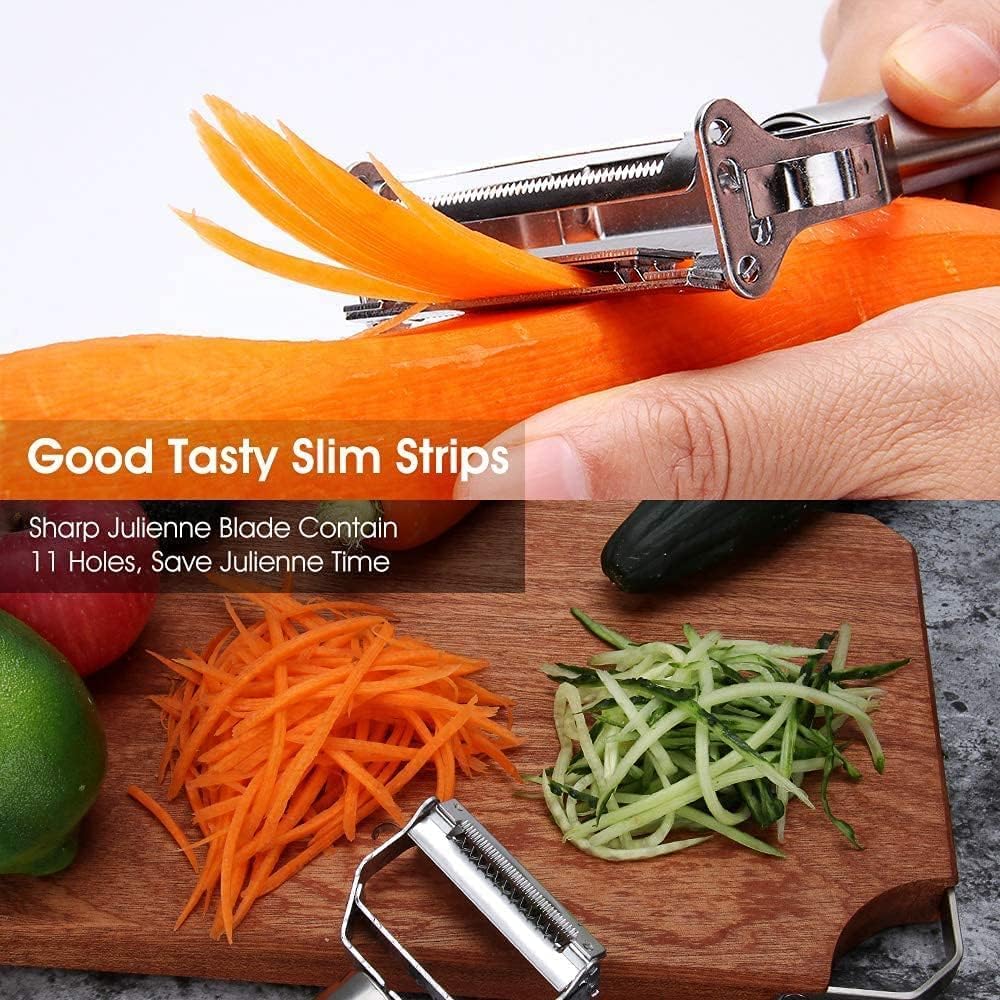 AIG Stainless Steel 3-in-1 Vegetable Peeler & Julienne Cutter – Multi-Functional Kitchen Tool for Carrot, Cucumber, Potato & More