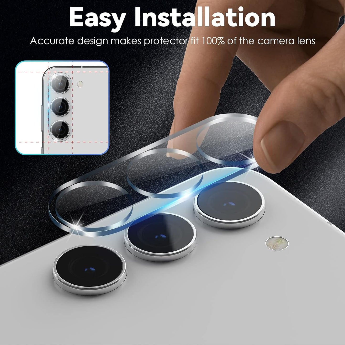 AIG (03 Pack) Camera Protection Film for Samsung Galaxy S24 / S23 β 9H HD Glass (Transparent)
