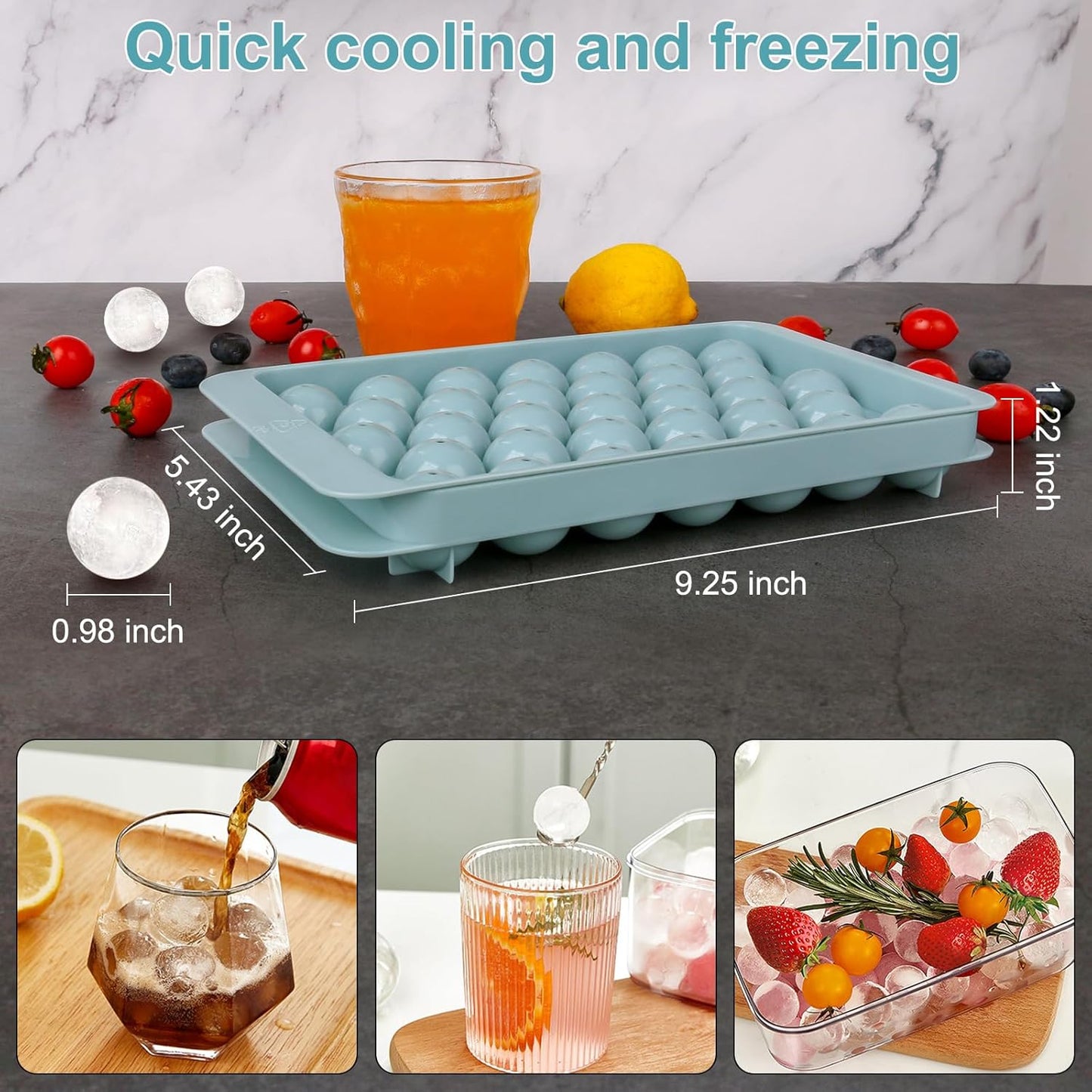 AIG (01 Pack) 33-Sphere Ice Cube Tray with Lid β Easy Release Reusable Ice Mold for Freezer & Drinks (Copy)