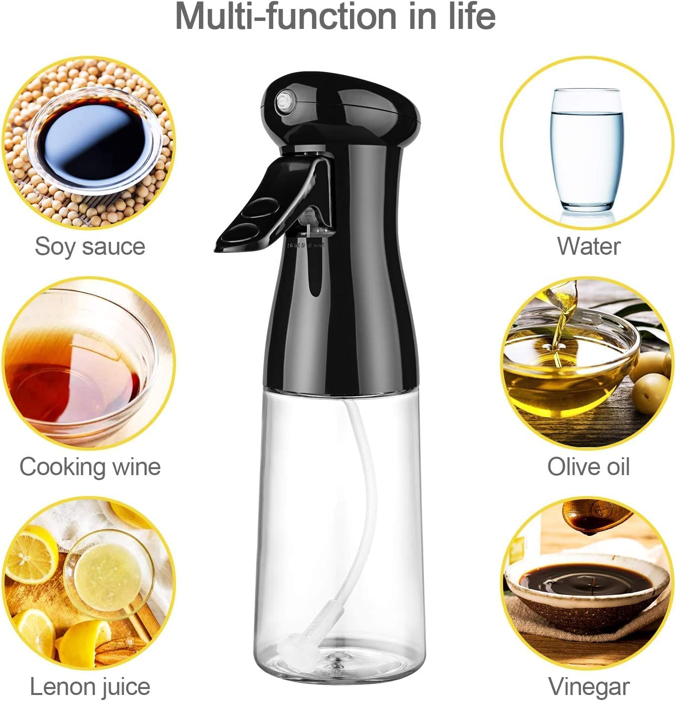 AIG Olive Oil Sprayer 200ml Glass Bottle – Refillable Cooking Oil & Vinegar Mister (Multicolor)