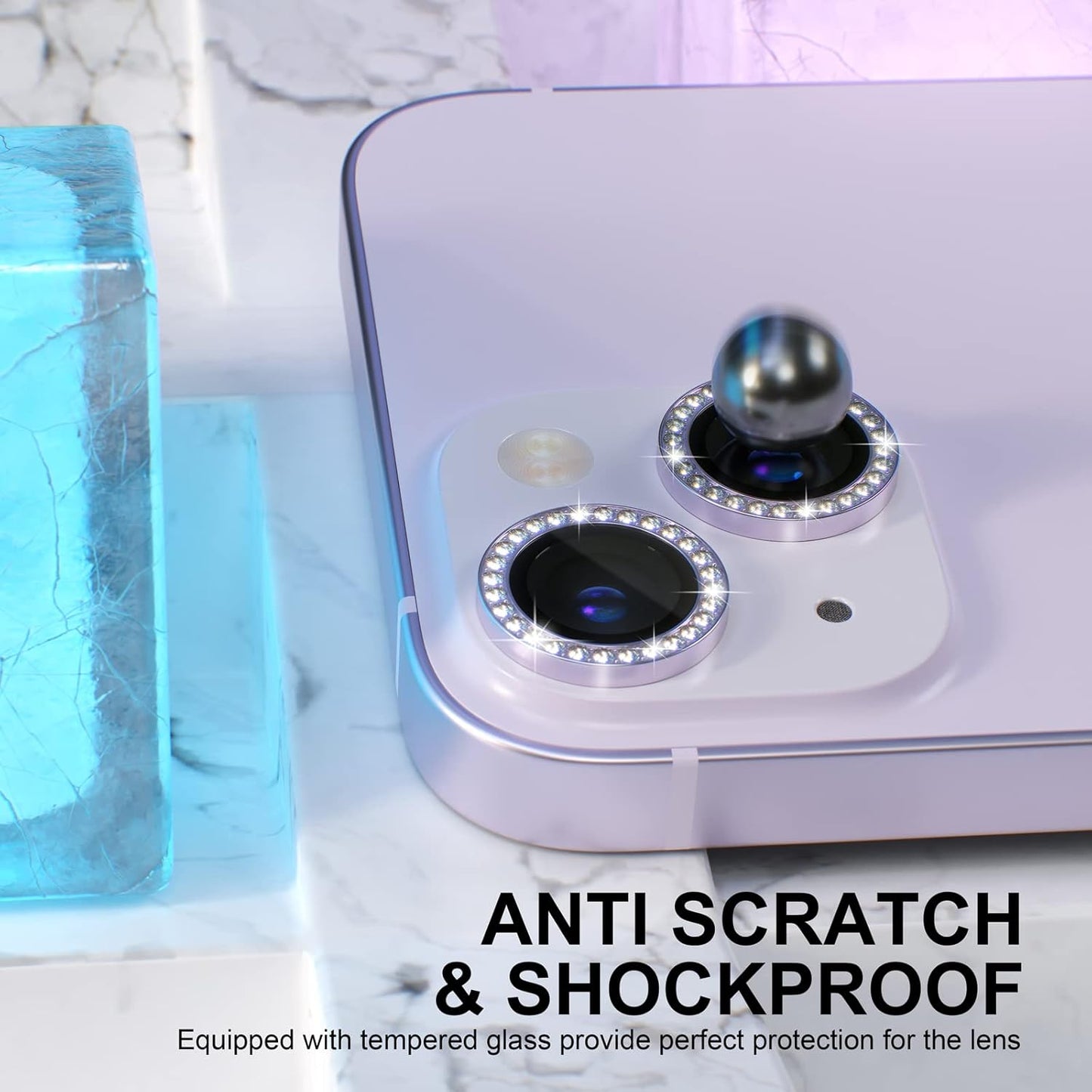 AIG iPhone 14/14 Plus Bling Camera Lens Protector β Purple Diamond