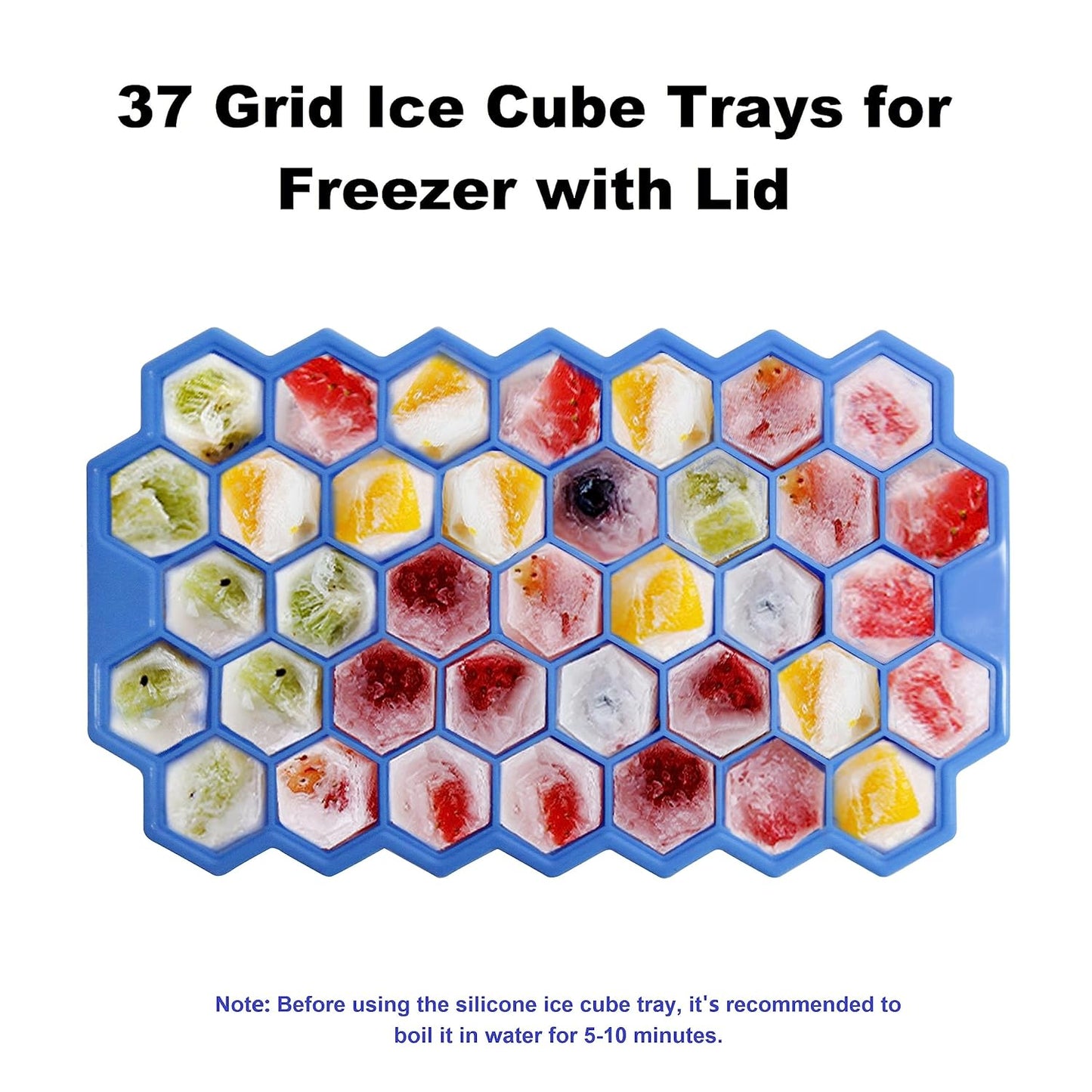 AIG (02 PACK) 37-Grid Silicone Ice Cube Tray with Lid β Easy Release & Reusable Small Ice Molds for Freezer