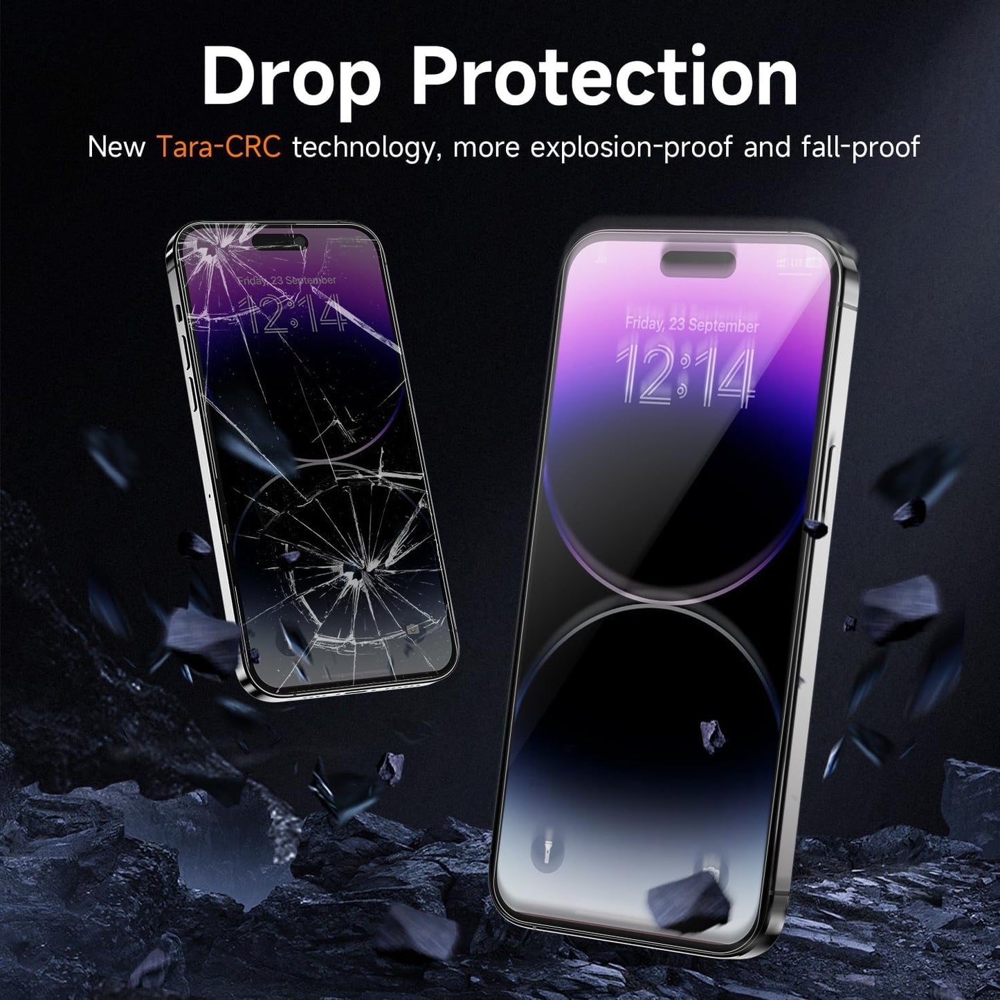 AIG 1 PACK Privacy Screen Protector for iPhone 15 6.1 Inch, Sensor Protection, Anti Spy Private Tempered Glass Film, Bubble Free,9H Hardness