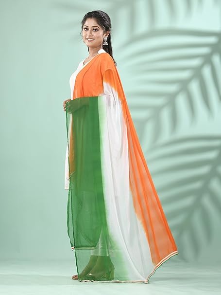 AIG THE FASHION Unisex Lycra Tricolor Dupatta – Independence & Republic Day Patriotic Stole/Scarf for Men & Women (Multicolour)