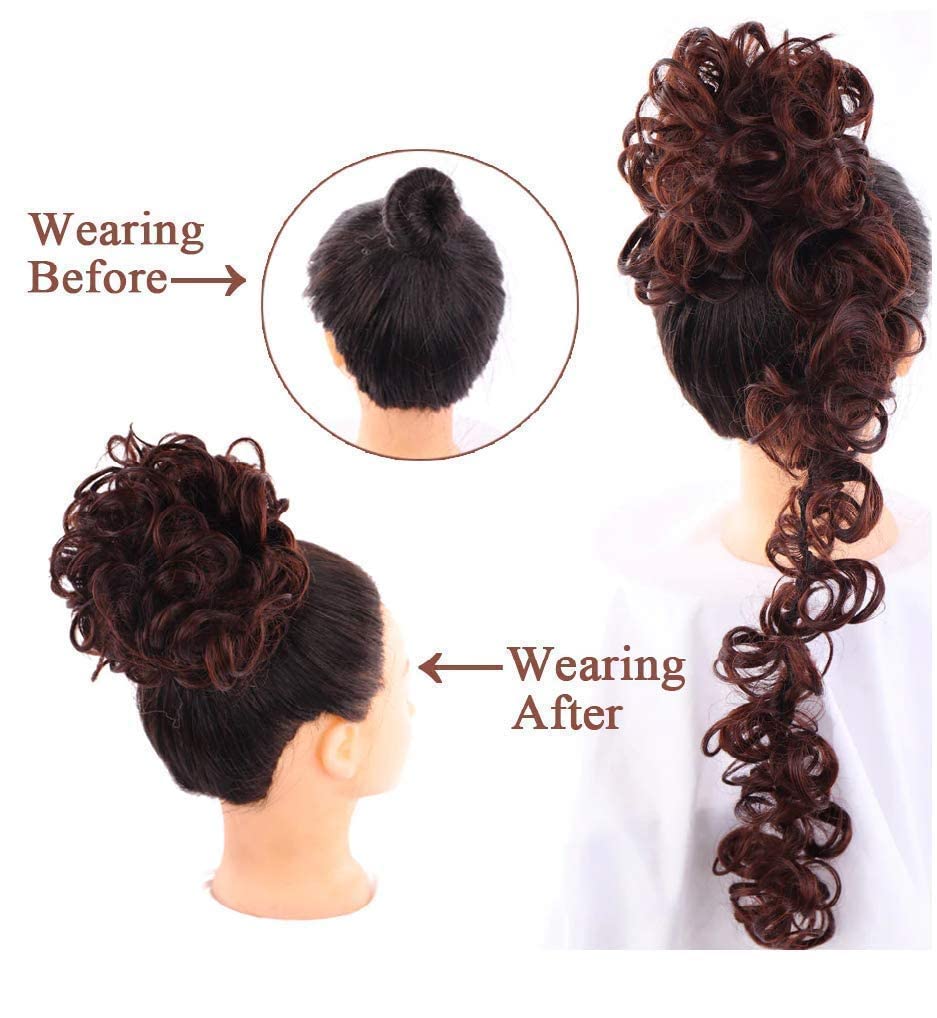 AIG Messy Frill Hair Bun – Natural Black Hair Extension for Women & Girls