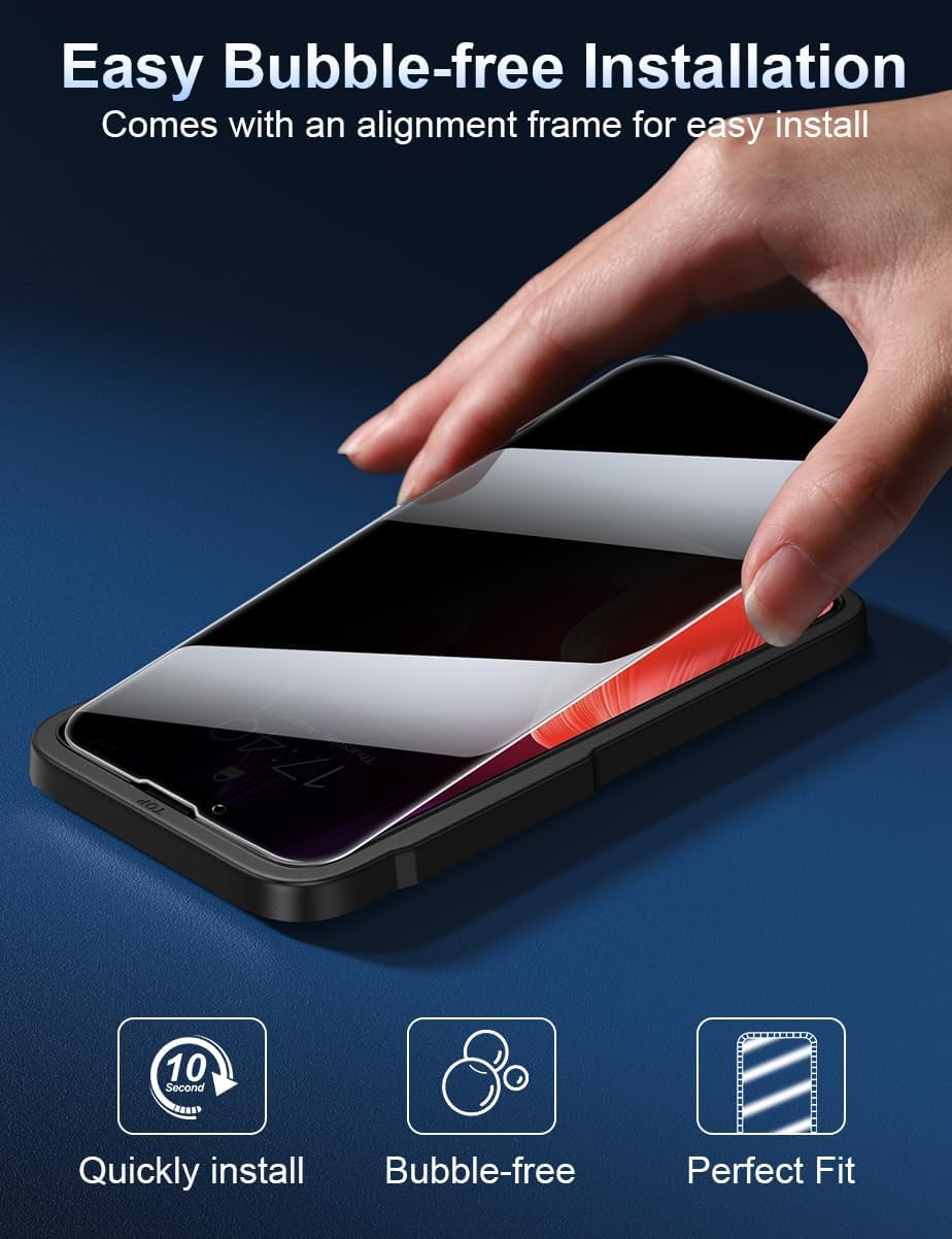 AIG 3 Pack Privacy Screen Protector for iPhone 14/14 Pro (6.1") – 9H Anti-Spy Tempered Glass