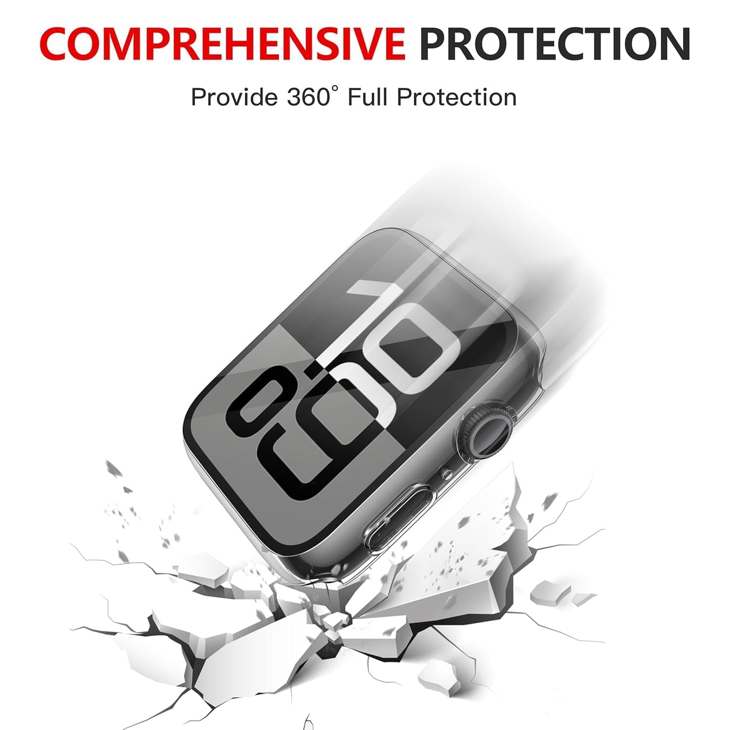 AIG 2-Pack Tempered Glass Case for Apple Watch Series 10 (46mm) – Full Cover Screen Protector, Transparent + Black
