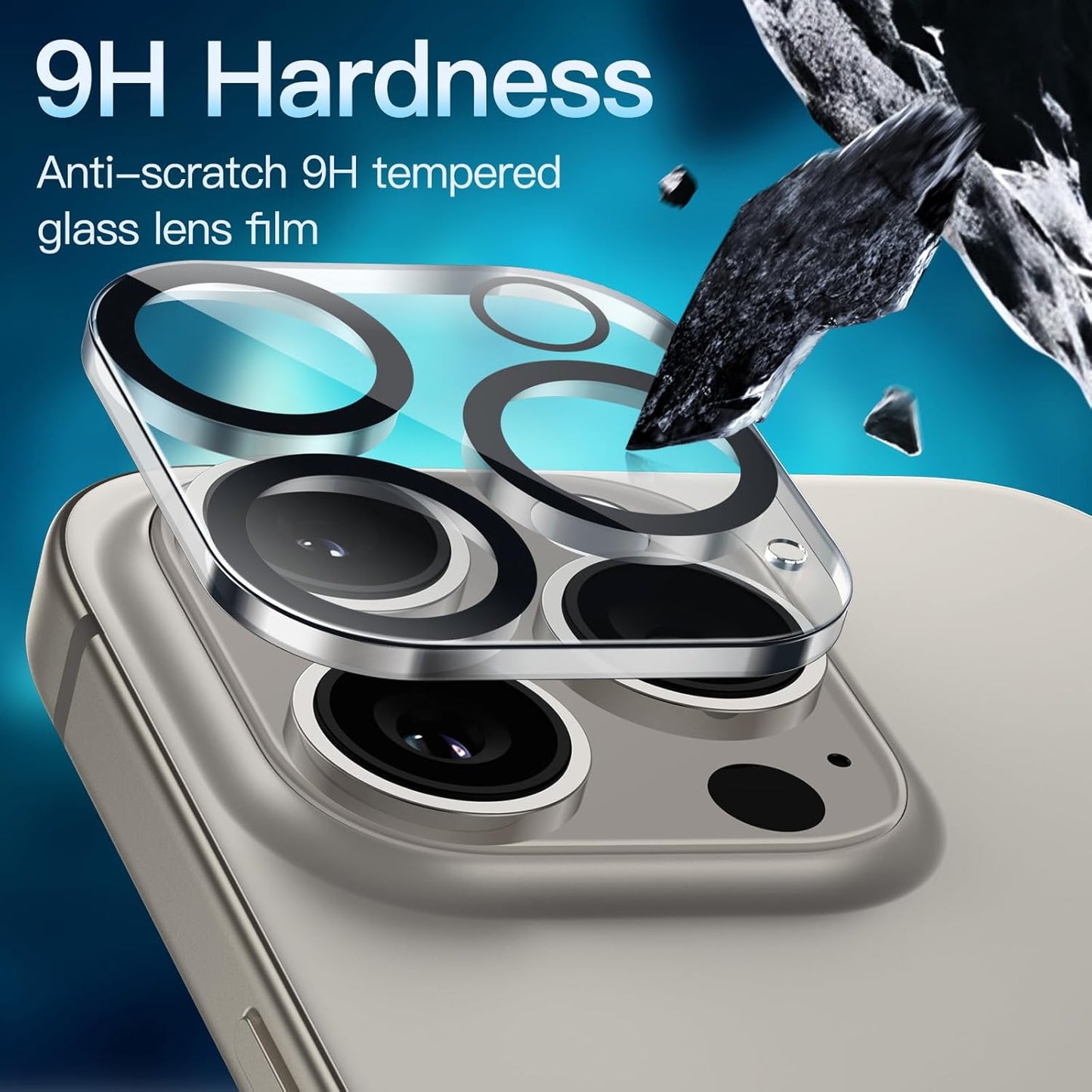 AIG Camera Lens Protector for iPhone 16 Pro/16 Pro Max (3-Pack, HD Clear, 9H Glass)