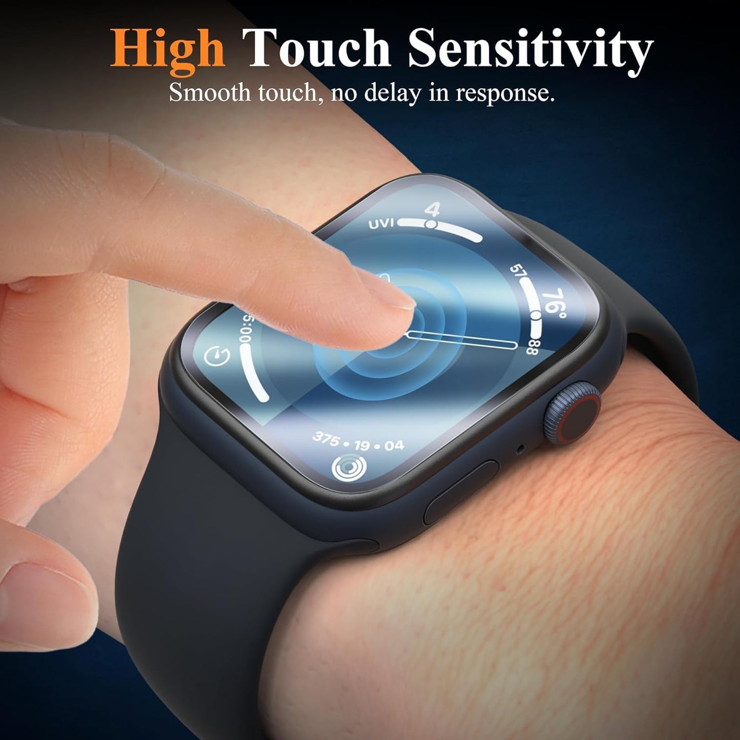 AIG 1 Pack Apple Watch 45mm Screen Protector Titanium Bumper + Tempered Glass, Series 9/8/7, Black