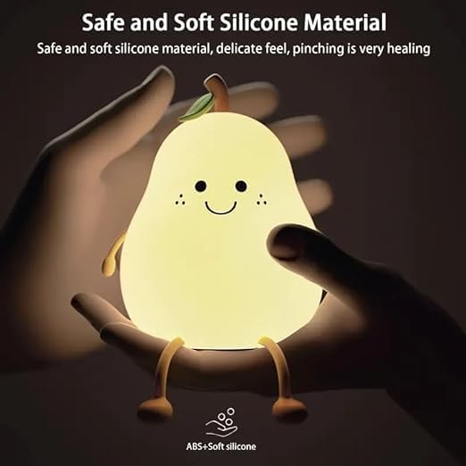 Cute Pear-Shaped LED Night Light with Smiling Face | Soft Warm Glow, Decorative Lamp, Kids & Nursery Use, Compact Design, Bedside Table Light