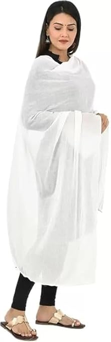 AIG THE FASHION 100% Nazmin Chiffon Casual Dupatta – 2.25m with Pom-Pom Lace | Lightweight Nazneen Chiffon | Perfect for Festivals, Parties & Traditional Outfits - WHITE