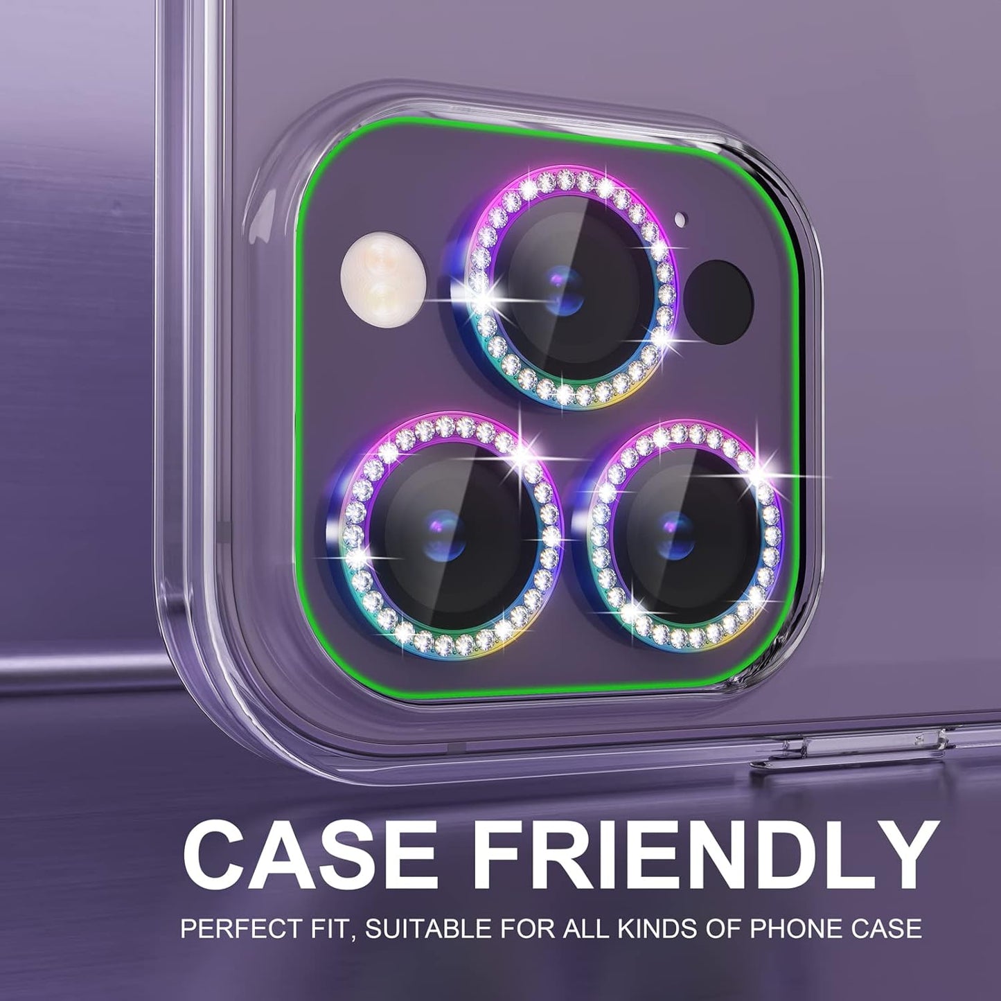 AIG iPhone 14 Pro/14 Pro Max Camera Lens Protector Bling – Colorful Diamond