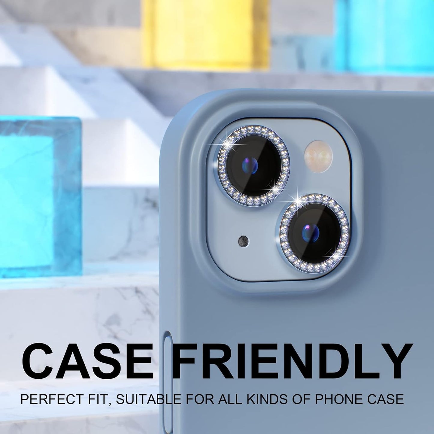 AIG iPhone 14/14 Plus Bling Camera Lens Protector β Blue Diamond