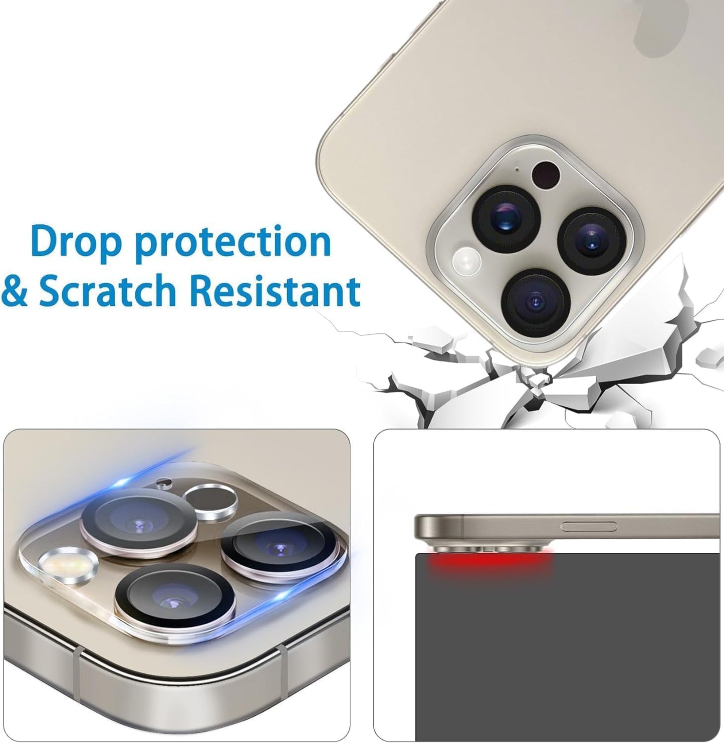 AIG Camera Lens Protector Compatible with iPhone 15 Pro & 15 Pro Max, 9H Tempered Glass Camera Cover, Ultra HD, Anti-Scratch, Case Friendly (Transparent)