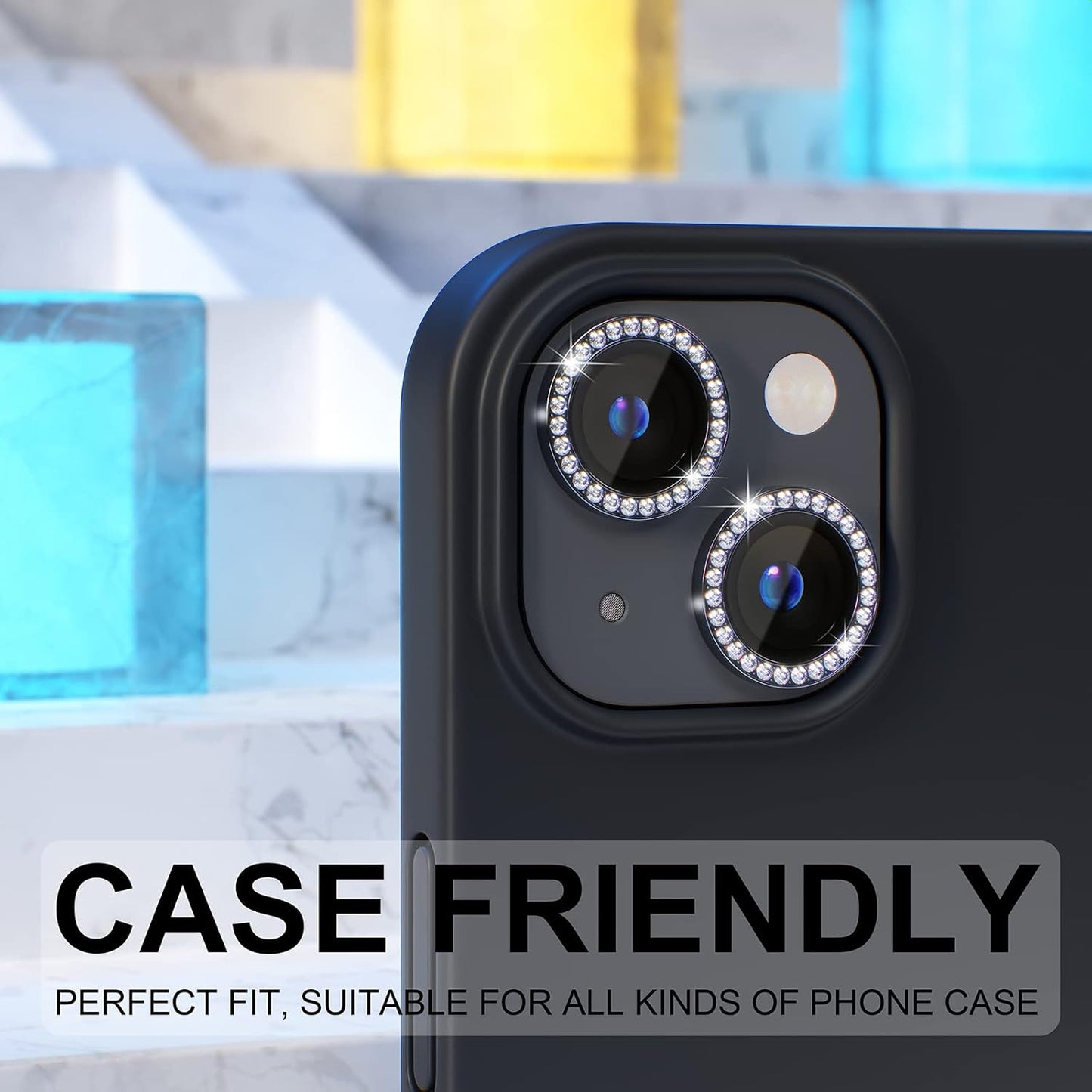 AIG iPhone 14/14 Plus Bling Camera Lens Protector β Black Diamond