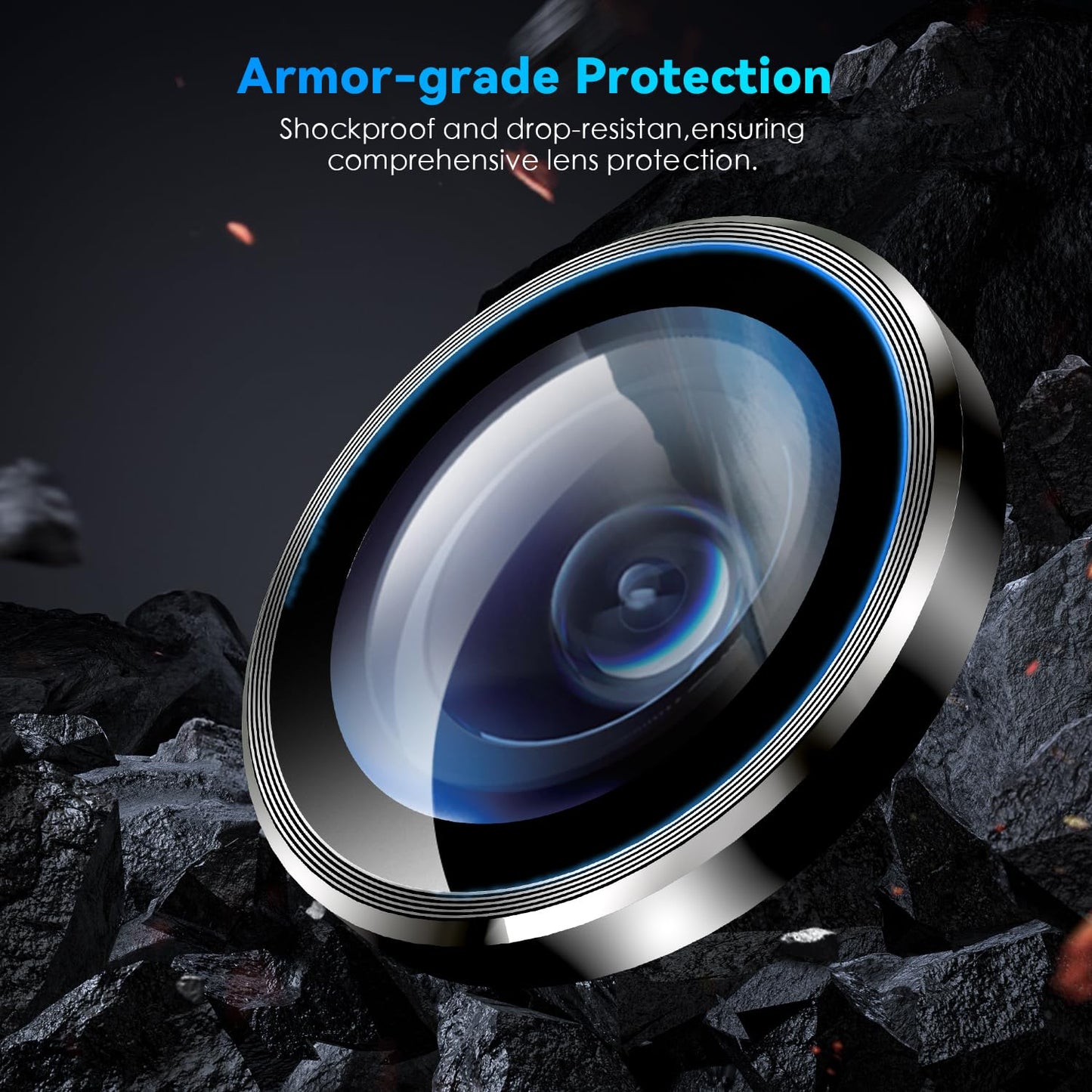 AIG Camera Lens Protector for iPhone 16/16 Plus – 1s Install, HD Glass, Case-Friendly Metal Ring, Black