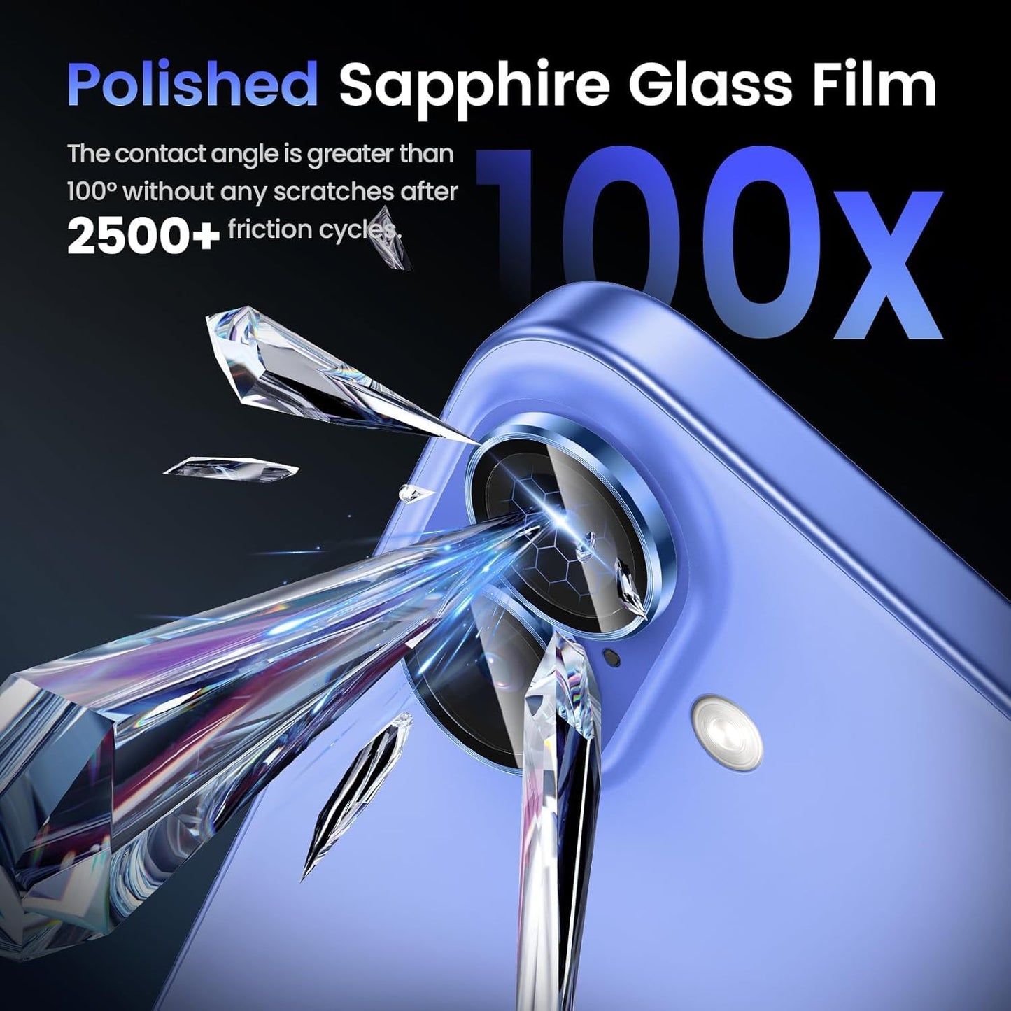 AIG Lens Protector for iPhone 16/16 Plus, 9H Glass - Blue