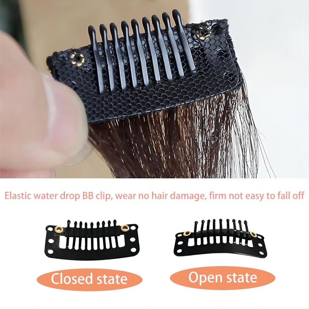 AIG 22-Inch Black Clip-In Hair Extensions – Synthetic Straight Highlight Streaks (Pack of 2)