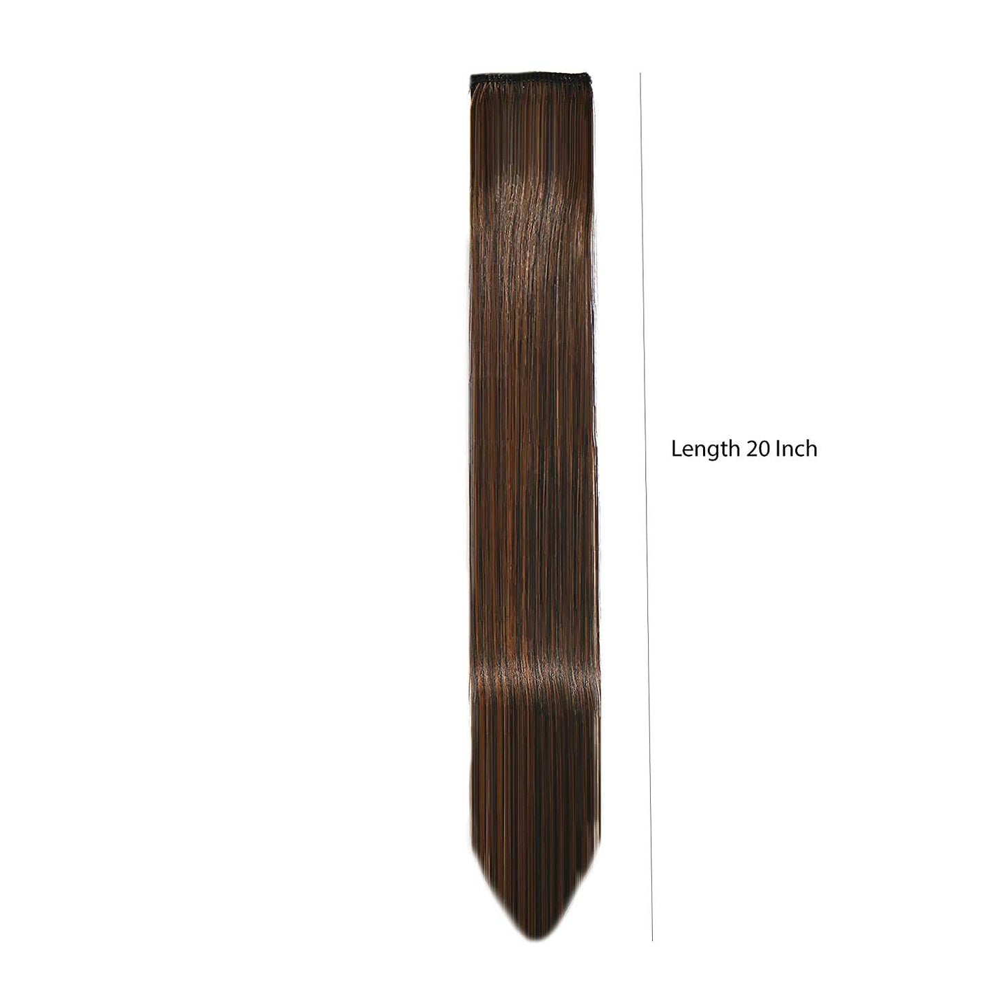 AIG (04 PACK) 22-Inch Brown Clip-In Hair Extensions, Synthetic Highlight Streaks (Brown Straight Hair)