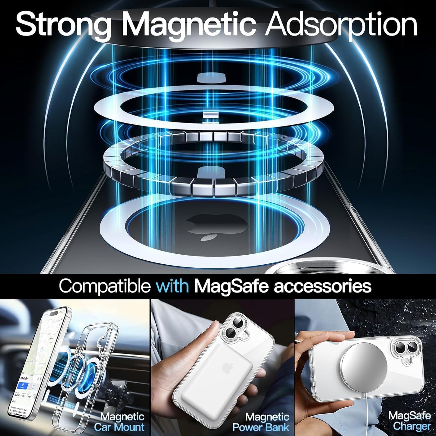 AIG MagSafe Case for iPhone 16 Plus – Clear Magnetic Shockproof Cover