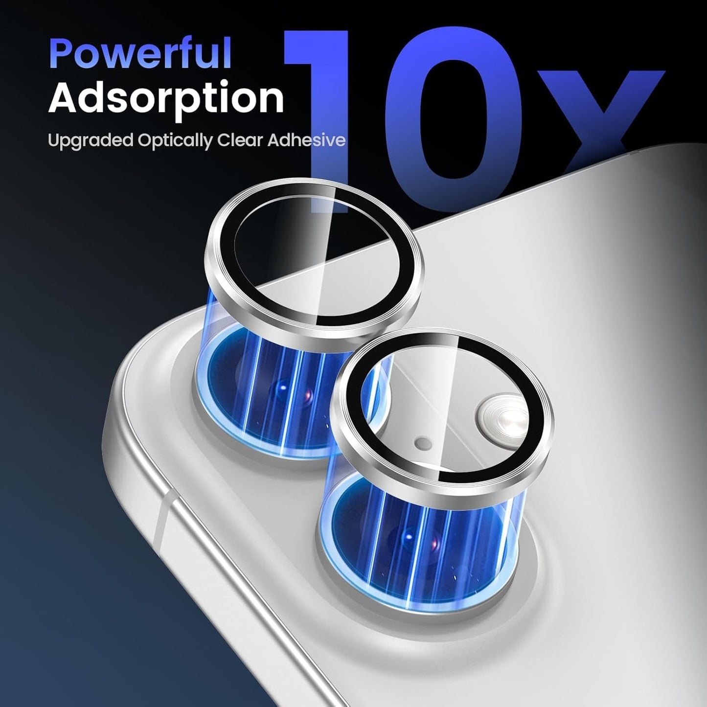AIG Lens Protector for iPhone 16/16 Plus, 9H Glass - Silver