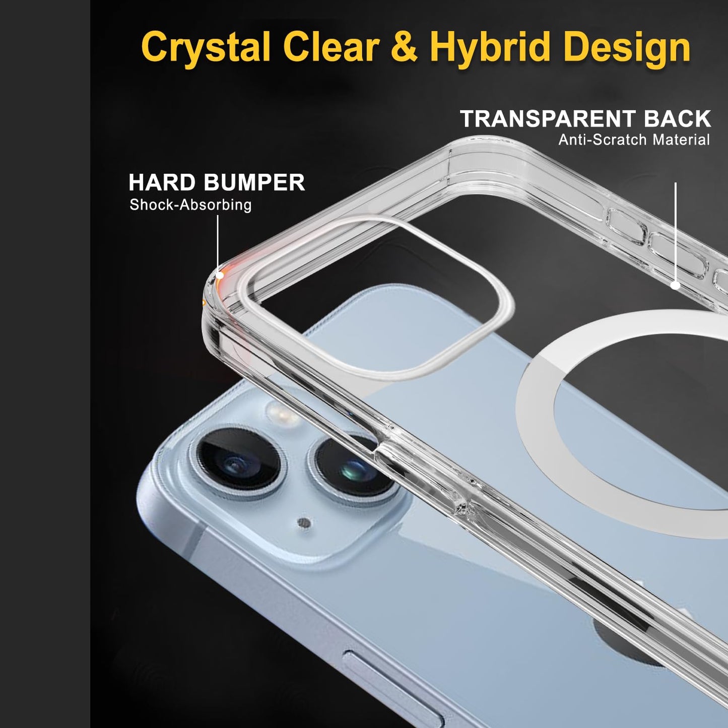 AIG Basics Pro MagSafe Case for iPhone 15 – Clear Scratch-Resistant Hybrid Cover