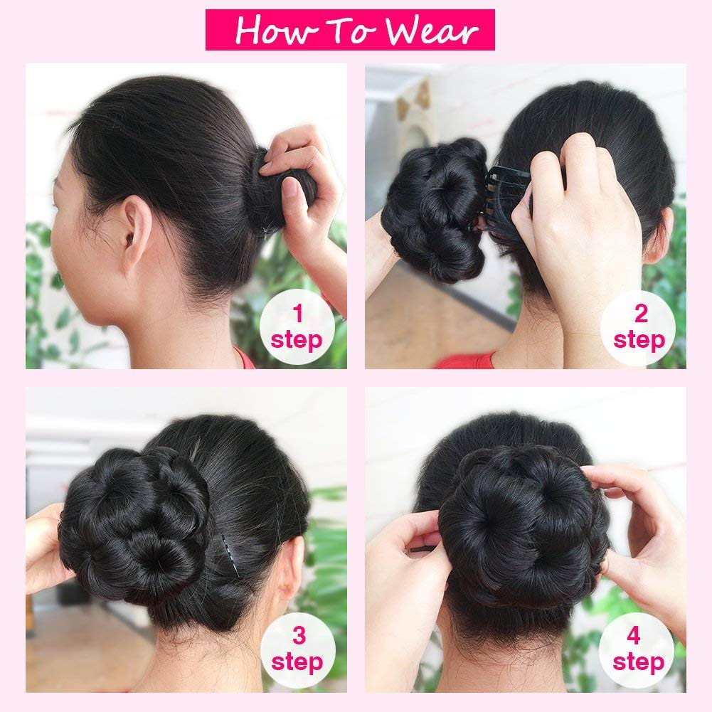 AIG Messy Hair Bun – Natural Black Panja Hair Extension for Women & Girls
