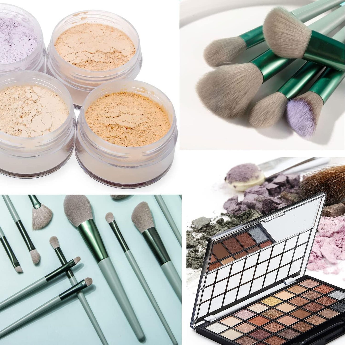 AIG 13pcs Professional Makeup Brush Set with Gift Bag – Foundation, Powder, Concealer & Eyeshadow Brushes (Green)