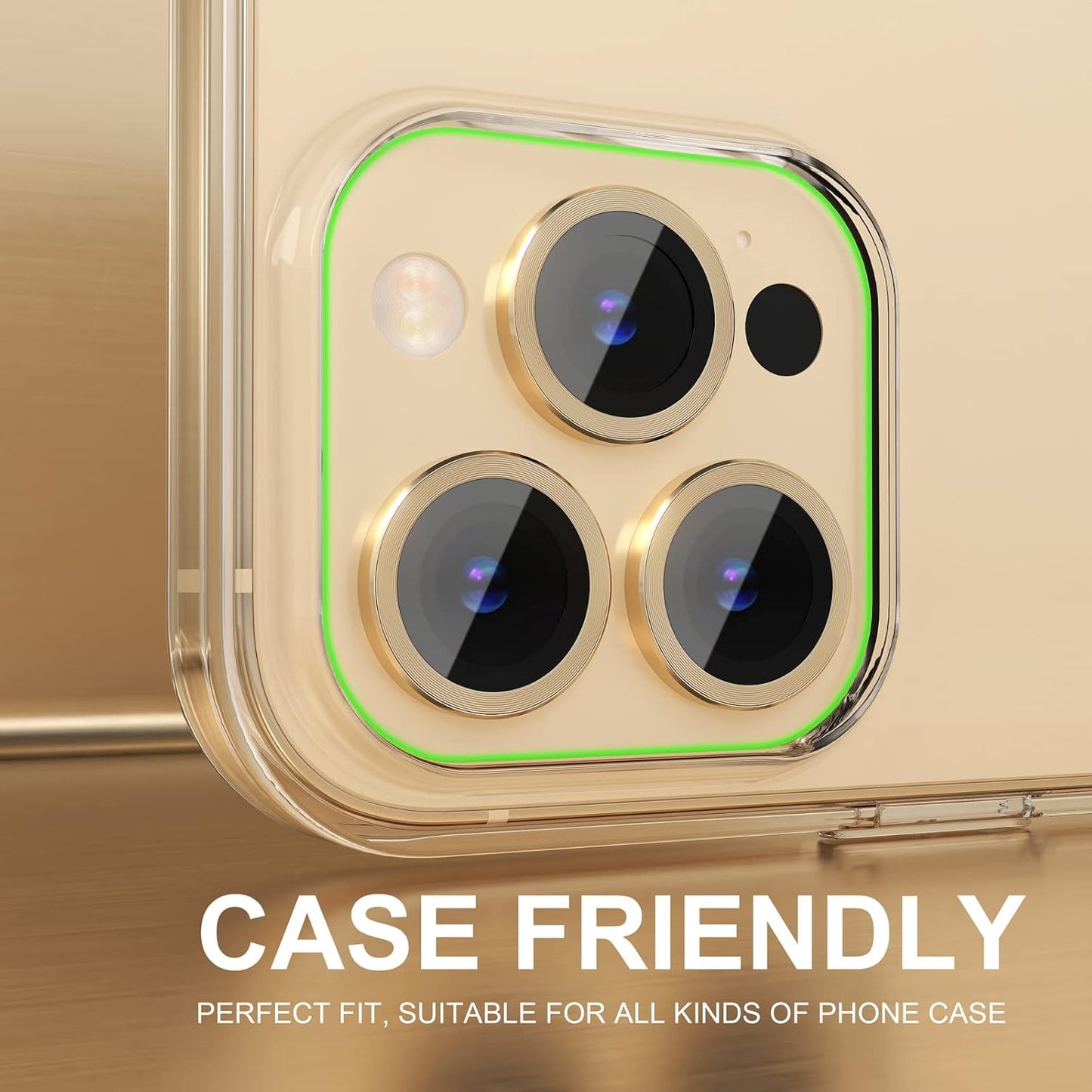 AIG iPhone 14 Pro/14 Pro Max Camera Lens Protector Bling – Gold