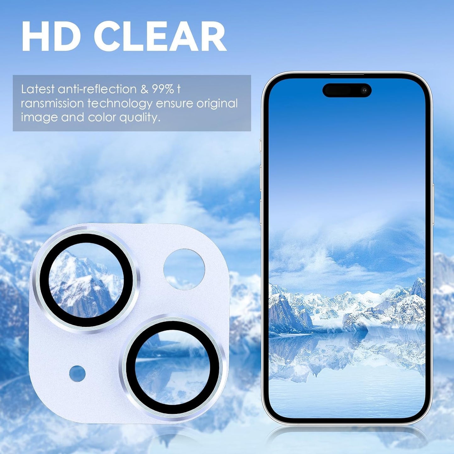 AIG iPhone 15/15 Plus Camera Lens Protector Metal 9H Tempered Glass Lens Screen Protector Rings – BLUE JOINT
