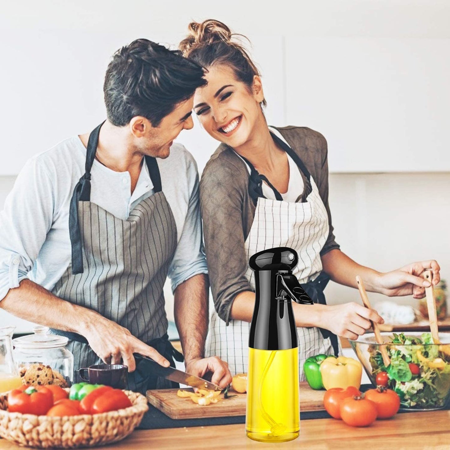 AIG Olive Oil Sprayer 200ml Glass Bottle – Refillable Cooking Oil & Vinegar Mister (Multicolor)