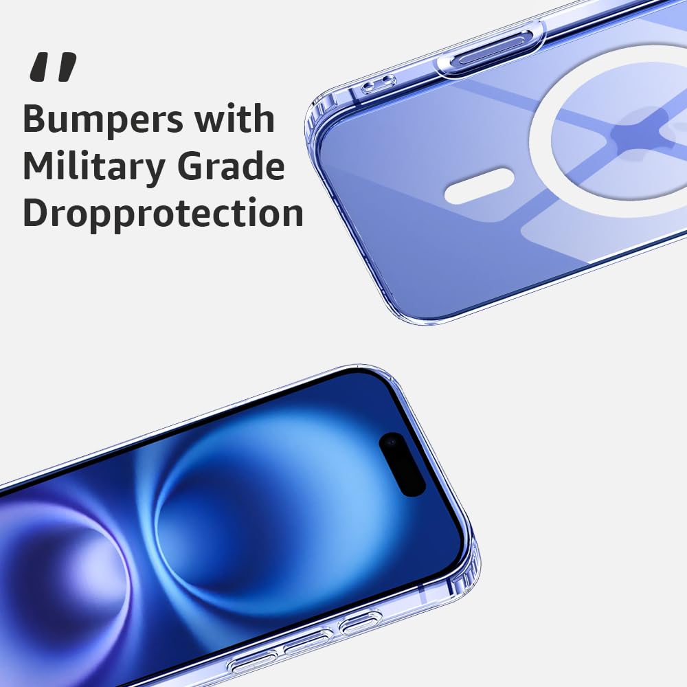 AIG MagSafe Case for iPhone 16 – Clear Hybrid Back Cover with Camera & Drop Protection