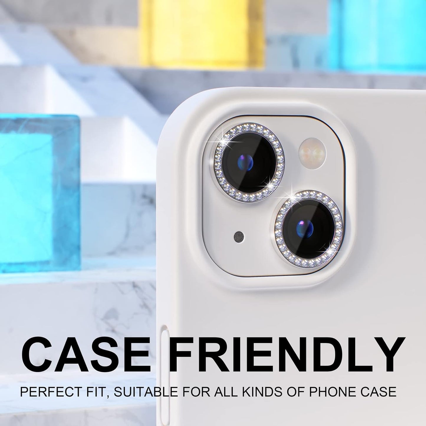 AIG iPhone 14/14 Plus Bling Camera Lens Protector β Silver Diamond