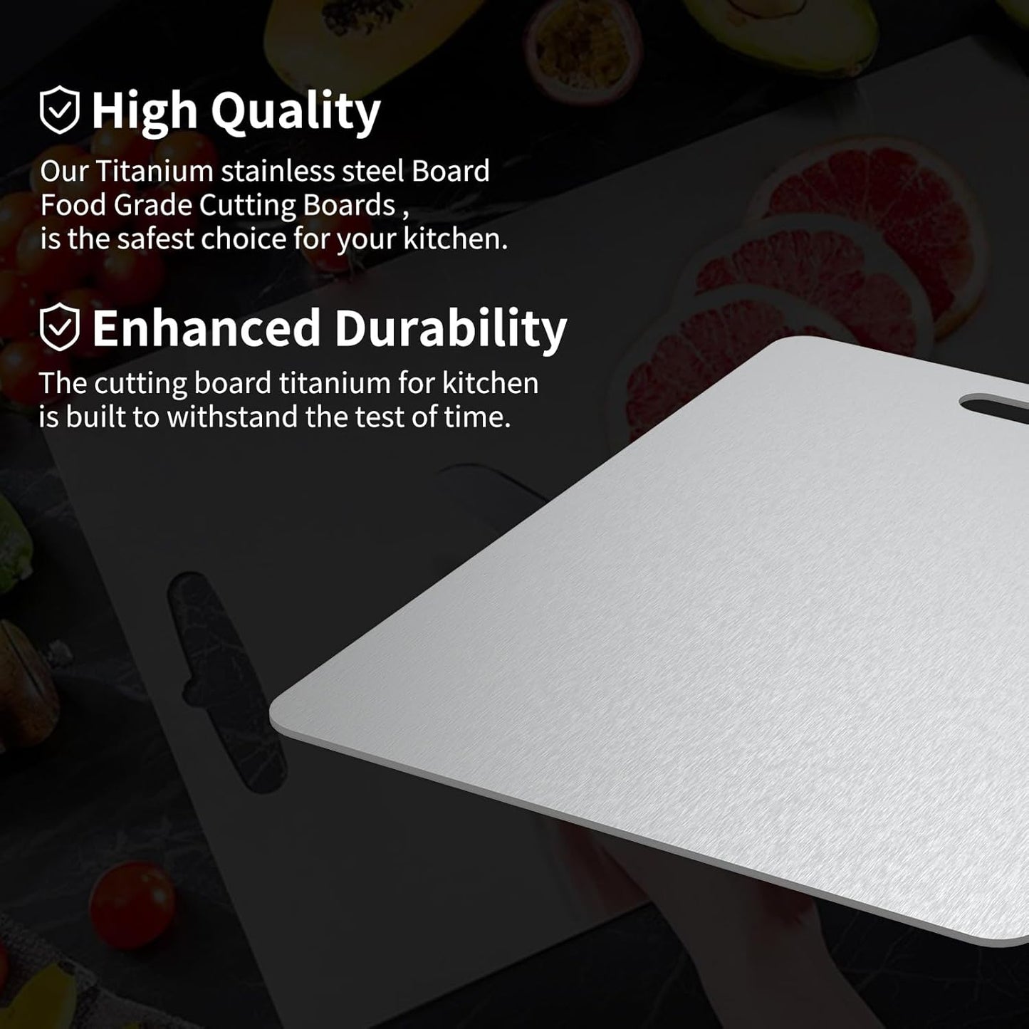 AIG Titanium Cutting/Chopping Board – 14×10in Double-Sided, Dishwasher Safe