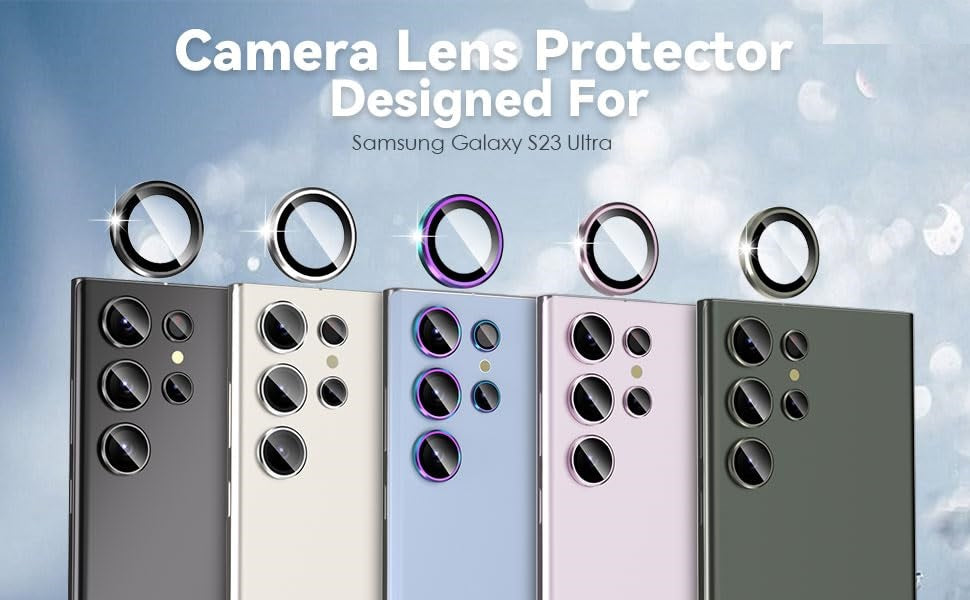 AIG Camera Lens Protector for Samsung Galaxy S24 Ultra/S23 Ultra – 9H Tempered Glass with Metal Individual Rings (Black, HD Clear)