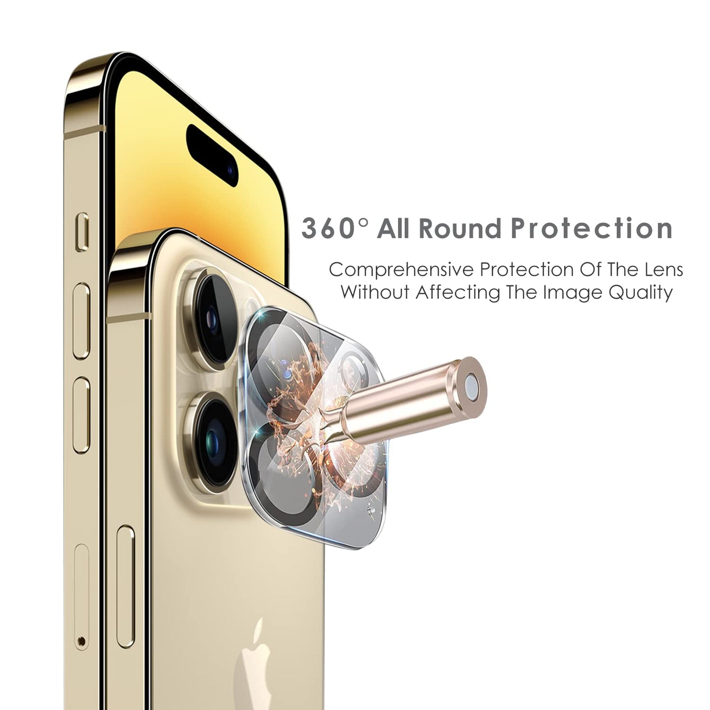 AIG 2 Pack Camera Lens Protector for iPhone 14 Pro/14 Pro Max – Ultra Clear Glass (Transparent)